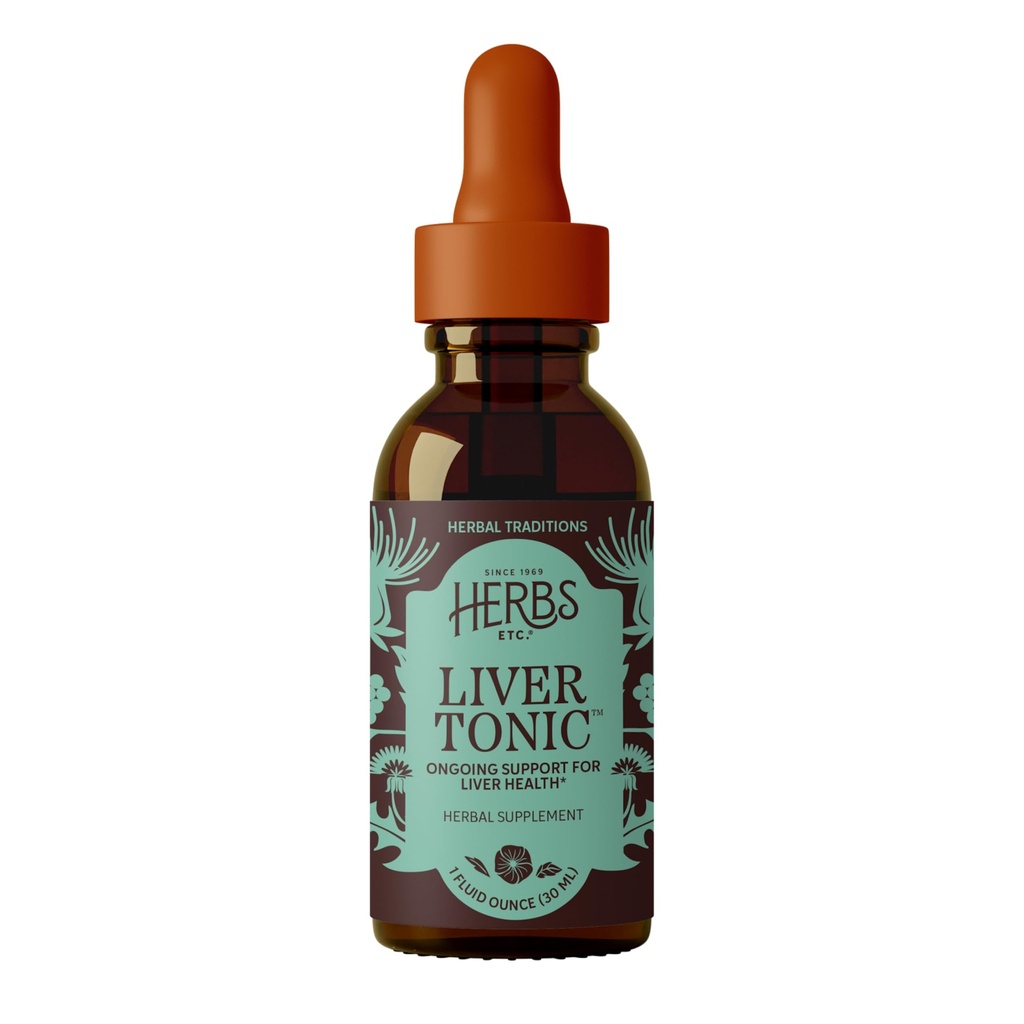 Herbs Etc. Liver Tonic Classic Liquid Extract - Healthy Liver Function Supplement that Supports Natural Detoxification - Milk Thistle, Schisandra & Oregon Grape - Gluten-Free - 1 fl oz (60 Servings)