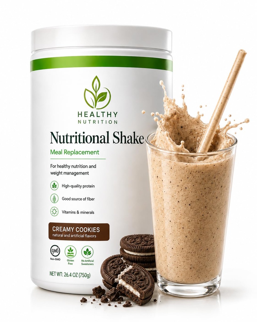 Healthy Nutritition Cookies Cream Nutritional Shake 1 Month | Plant Based, Herbal, 18g of Soy Protein