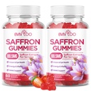 Saffron Gummies for Adult Kids, 10-IN-1 Formula with Saffron 88.5mg, Vitamins D3 & B6, Magnesium, Zinc, Ashwagandha, L-Theanine, St. John's Wort - Supports Mood & Focus, Strawberry Flavor, 60 Count