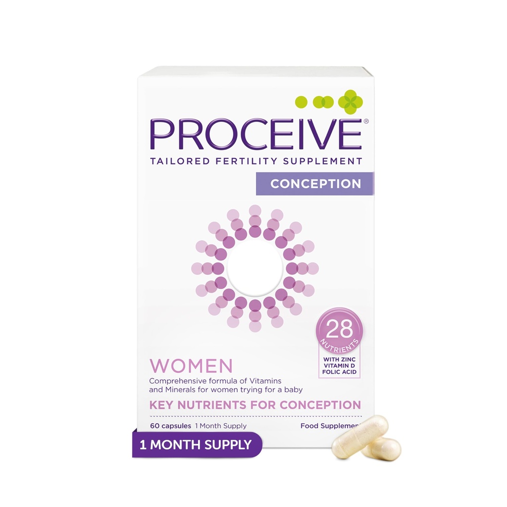 Proceive Tailored Fertility Supplement for Women, Multivitamin, 60 Capsules | Vegan, Pre-Conception Support With Vitamin D, Zinc, COQ10, Folate & Vitamin B6
