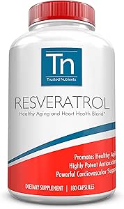 信任的营养素Resveratrol补充剂-健康老化和心脏健康混合剂-与TransResveratrol,葡萄种子提取剂,Acai Berry和Maqui Berry-1000 mg 180 Capsules