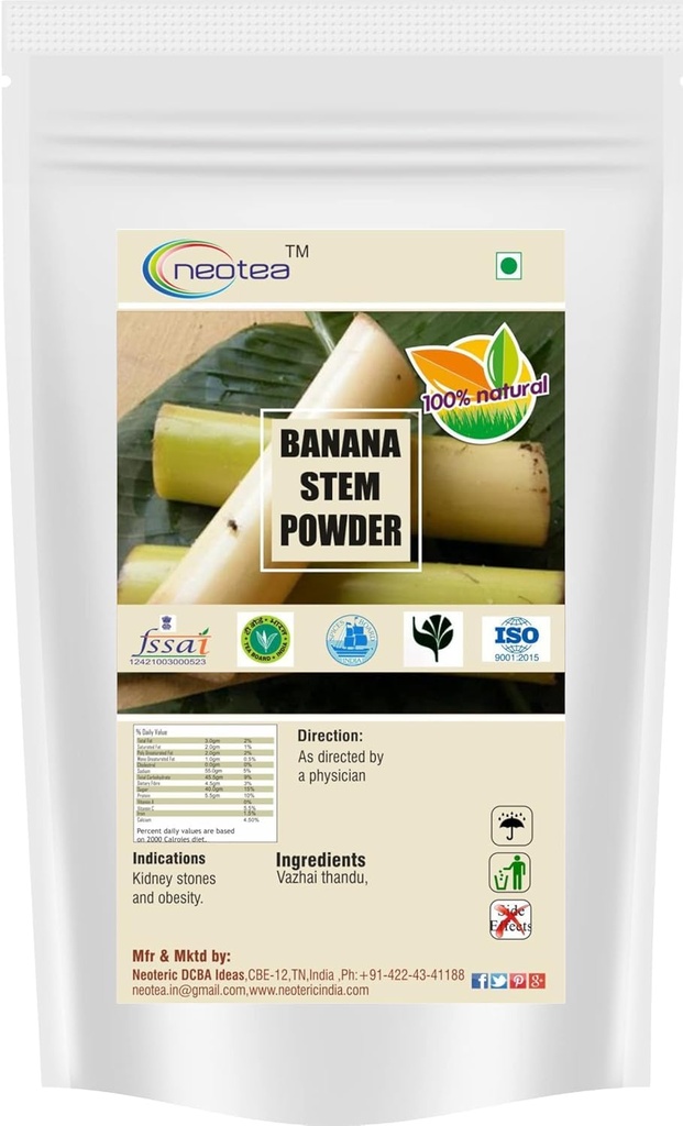 neotea Banana Stem Powder Pure Musa Plant Stem Powder – Finely Ground Botanical for Smoothies & Herbal Preparations (100 Gm (3.52 OZ))
