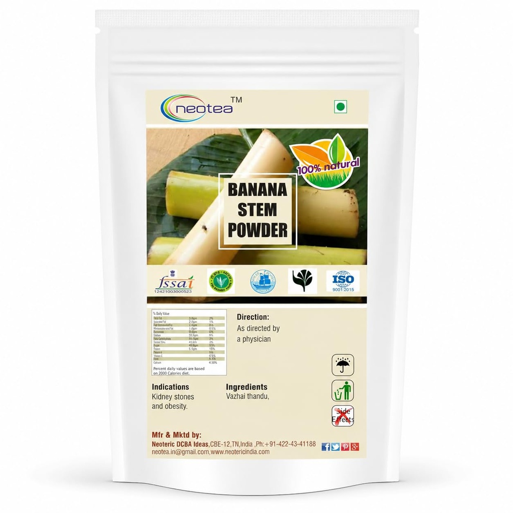 neotea Banana Stem Powder Pure Musa Plant Stem Powder – Finely Ground Botanical for Smoothies & Herbal Preparations (300 GM (10.58 OZ))
