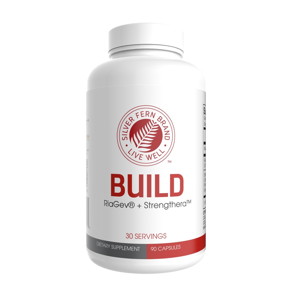 Silver Fern Build (1 Pack) – RiaGev + Strengthera™ – Niacin & Botanical Extracts – 90 Capsules (30 Servings) – Supports NAD+ Levels, Energy Metabolism & Muscle Function – Vegan Formula