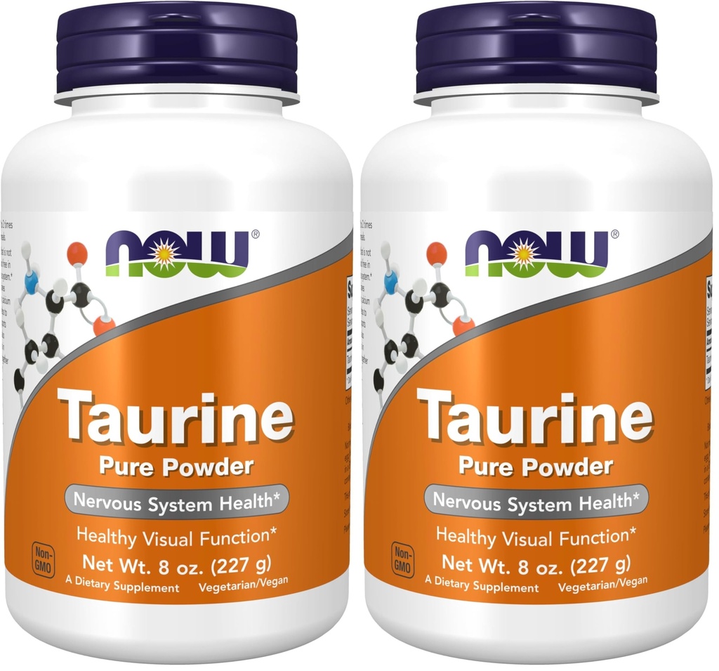 NOW Foods Supplements, Taurine Pure Powder, Nervous System Health*, Amino Acid, 8-Ounce (Pack of 2)