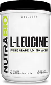 NutraBio 100%纯L-Leucine - 肌肉恢复与支持 - 天然发酵自由形态氨基酸 - Vegan, Non-GMO, Gluten Free - (500格拉姆)