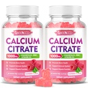 2 Pack Calcium Citrate Gummys 1000mg w/Vitamin D3, 女性和男性的高吸收性Cultium Gummys, + 镁, 钾, 硫磺和硫磺锌, Raspberry Flavor, 120 Counter