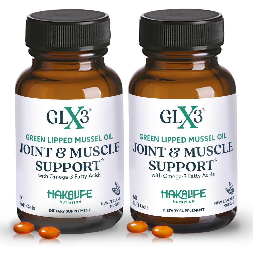 GLX3 Green Lipped Mussel Oil Capsules for Joint and Muscle Support | Extra-Strength ETA, EPA, DHA Omega-3 Green Lipped Mussel Supplement for Comfort, Flexibility & Recovery by HakaLife GLX3