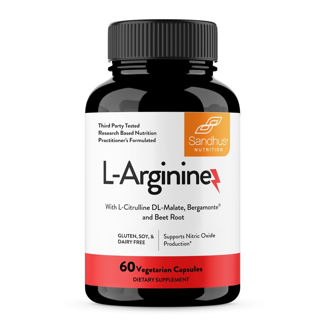 Sandhu的L-Arginine 与硝酸氧化物前体 + 30天供应 + 工作补充 + 男女