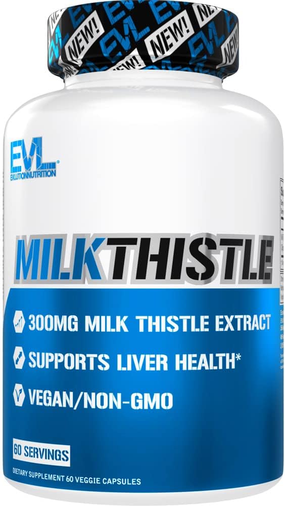 Evlution EVL Silymarin Milk Thistle Capsules - 最佳肝脏清洁除毒与维修的补编 - 草药肝脏支持补编 Pure Milk Thistle 提取 - 60 非GMO Veggie Capsules