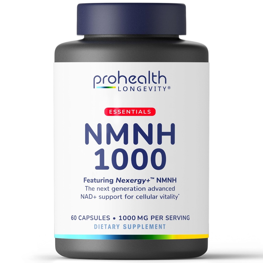 ProHealth Longevity Essentials NMNH 1000 (1,000mg per Serving, 60 Capsules) - Featuring Nexergy+™ NMNH 1000mg Supplement, NAD Precursor, Dietary Supplement, Cellular Health, Metabolism Support