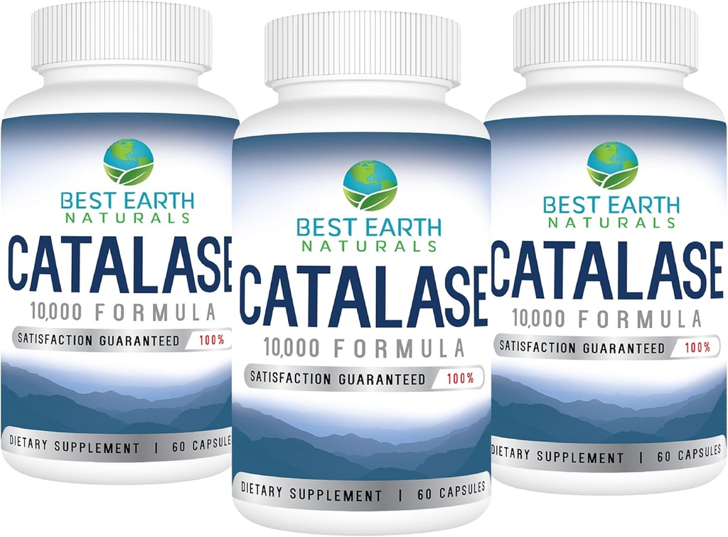 Best Earth Naturals Catalase Supplement 10,000 with Saw Palmetto, Biotin, Fo-Ti, PABA - Hair Supplements for Strong Hair - 180 Capsules - Pack of 3 (90-Day Supply)