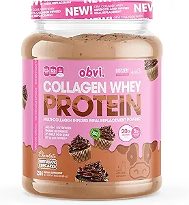 Obvi Collagen Whey蛋白粉 + 后工作摇摆,支持肌肉生长,健康发型,皮肤,钉子,关节,Gut → 多Collagen Inffed Meal 替代 + 巧克力蛋糕 → 巧克力蛋糕 20种服务