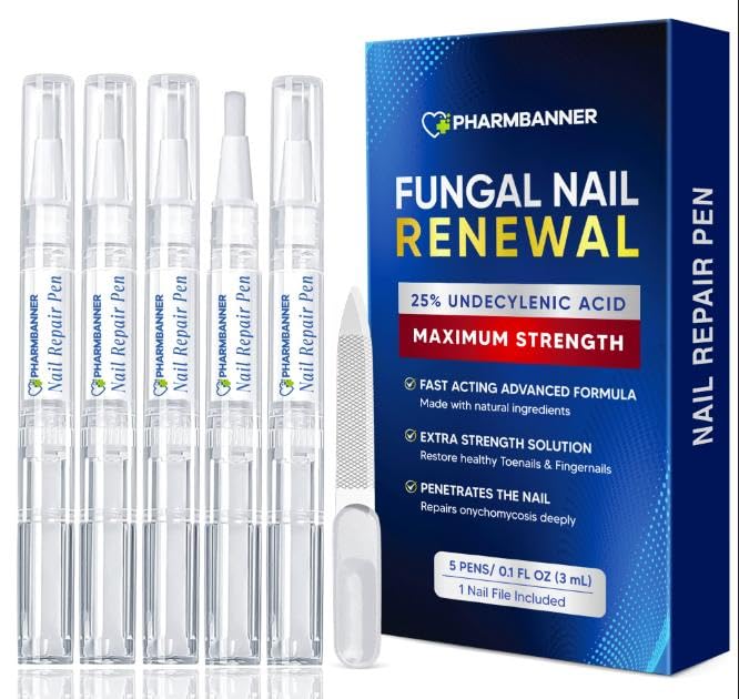 Extra Strength Nail Care Solution: Natural Formula – Complete Nail Restoration Kit with Nail File for Thick, Discolored & Brittle Nails