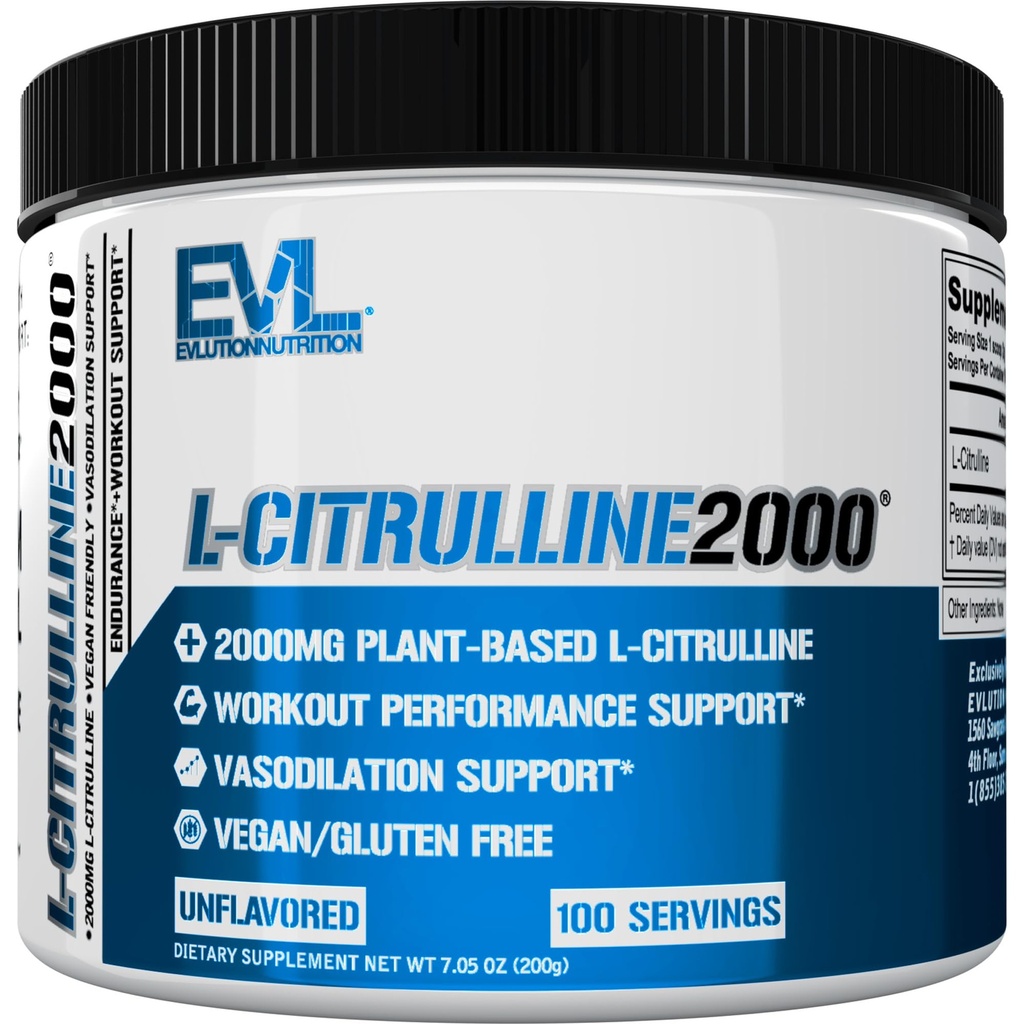 L-Citrulline 2000 硝酸氧化物前置工作粉 - 增强肌肉强度和强度泵的高强度L 氯酸盐 - 植物基硝酸氧化物助推器 - 不受欢迎