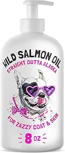 野生阿拉斯加沙门油用于养狗和猫 - 纯鱼 Omega 3 6 9 Liquid EPA DHA Fatty Acids - Skin & Coat 补充 - 支持联合功能,脑,眼,免疫和心脏健康 - 在美国制造 8 oz