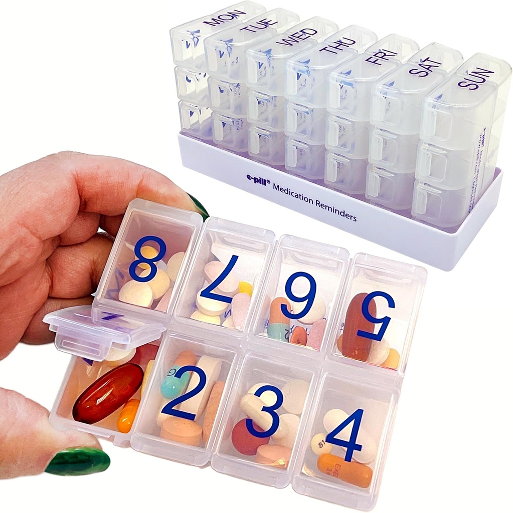 e-Pill 8 Times a Dayx7天大周药丸组织者、维生素和药盒(清扫)