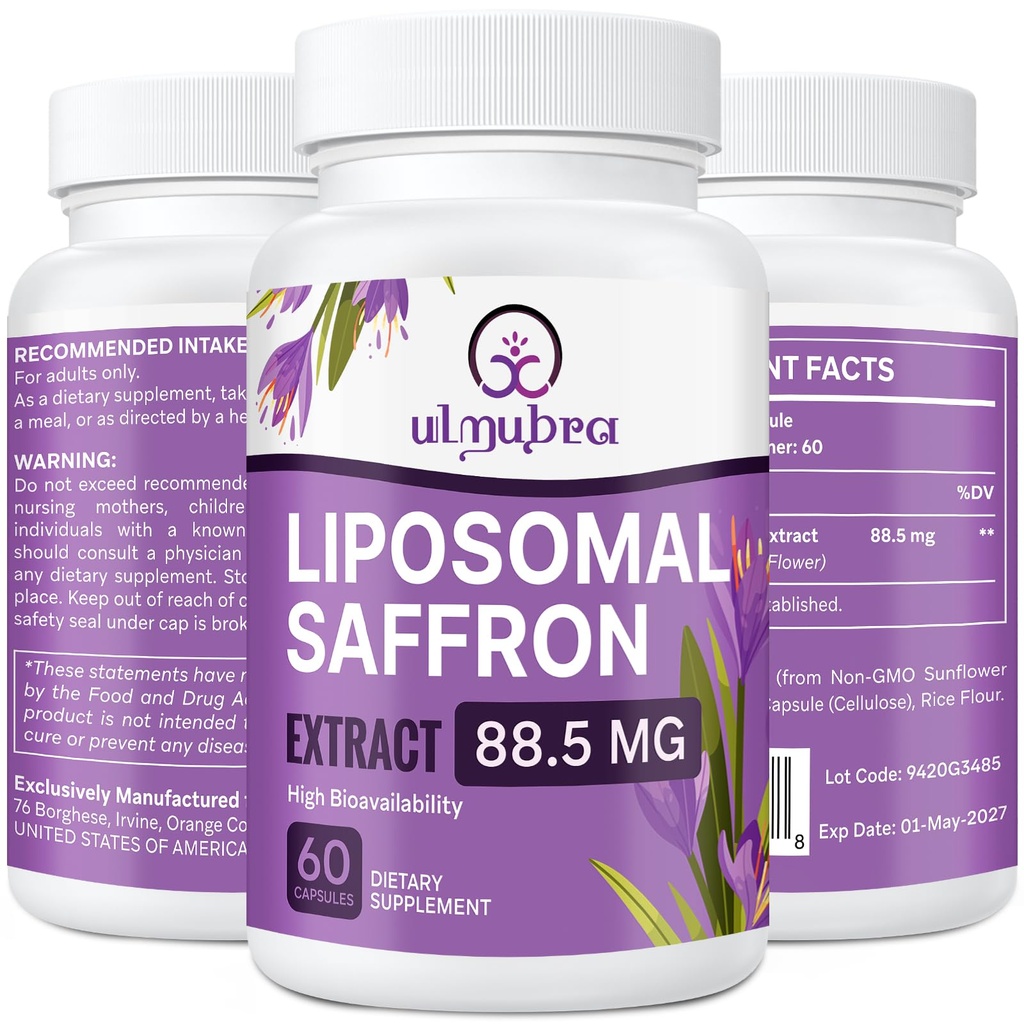 Liposomal 沙发补充88.5毫克,最大吸收,100%纯沙发提取瓶,用于Mood,能量,视觉和焦点 - 60 Vegan Capsules