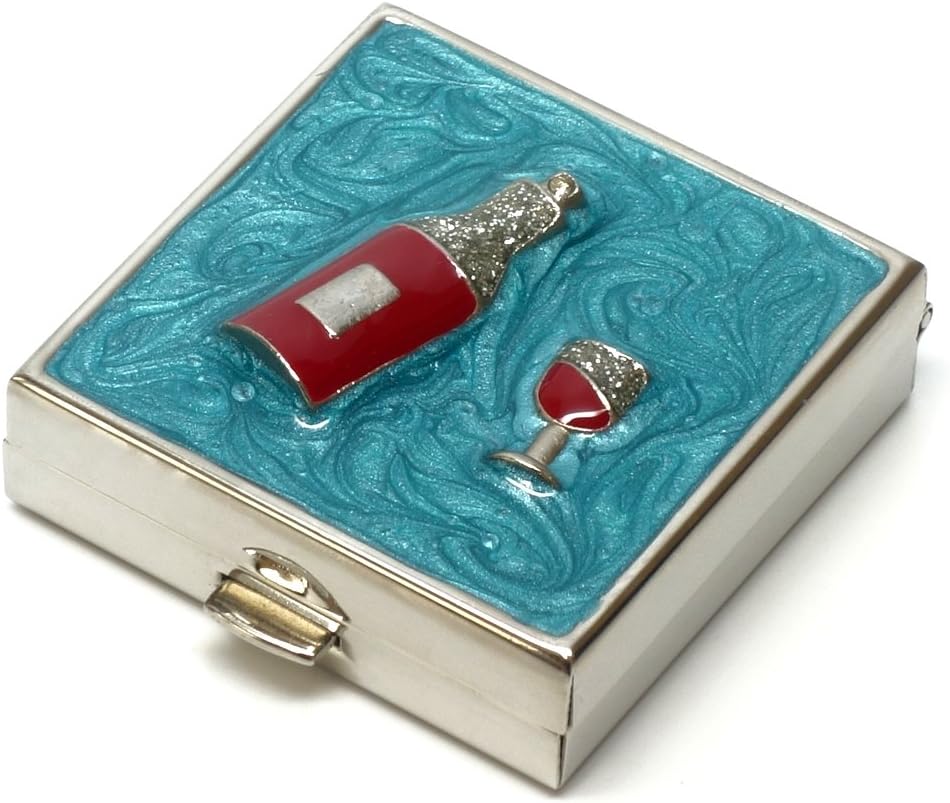 9328 广场小药盒 组织者 Aqua Blue Silver 女士旅行 皮皮箱 皮皮箱 每日便携式药品