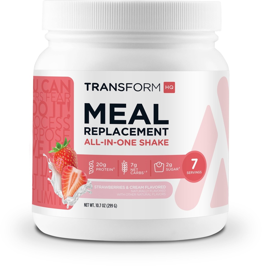 TransformHQ 餐具替换摇摆粉末 7 服务(草莓和奶油) - Gluten Free, 非 GMO