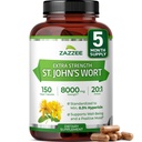 Zazzee Extra St. John's Wort 20:1 提取,8000 mg 强度,0.3% Hypericin,150 Vegan Capsules,5个月供应,集中,标准化 20X 提取,100% 蔬菜,非GMO,全自然