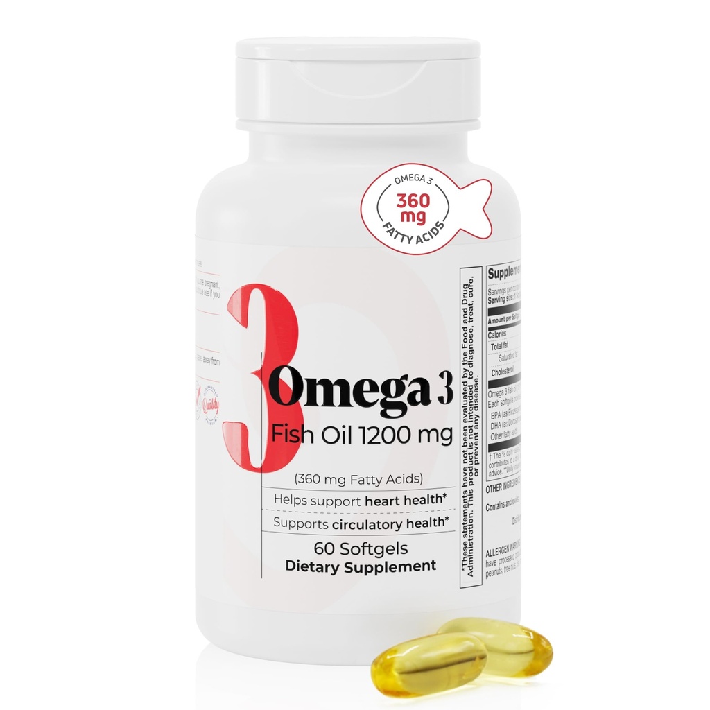Fish Oil 1200 mg Heart Circulatory Support 60 Count