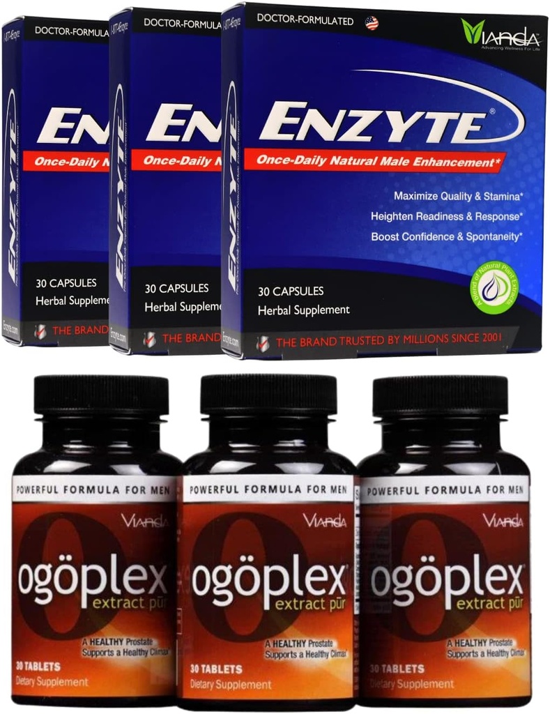 Enzyte + Ogoplex + Bundle + 自然男性增强 + 前列腺和高潮增强 - 每个品牌的90天供给