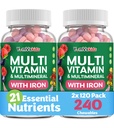 YUM-V'S Kids Multivitamin with Iron - Kids Chewable Multivitamin - Vitamins + Iron Supplement - Toddler Vitamins for 2 Year Old+, Kosher, Halal, Gluten Free 120 (Pack of 2