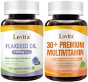 Lovita Cold-President Flaxseed Oil & Premium 30+营养剂盒(Vegetarian) 成人多维塔明