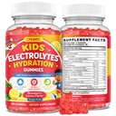 Kids Electrolyte Gummies, Electrolyte Hydration for Kids with Vitamin C & D, Magnesium, Calcium, Zinc for Hydration, Immune, Energy, Gut Health, Sugar Free, Non-GMO, Strawberry Lemon Flavor, 60 Counts
