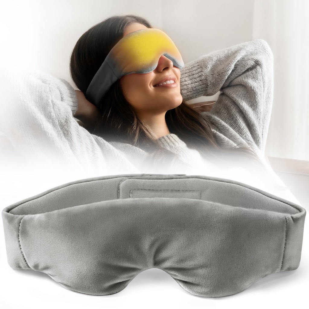 Akakios Heated Eye Mask for Dry Eyes, Microwavable Moist Heat Weighted Eye Masks Warm Compress for Dark Circles and Puffiness, Relief Stye Treatment, with Washable Cover(Gray)
