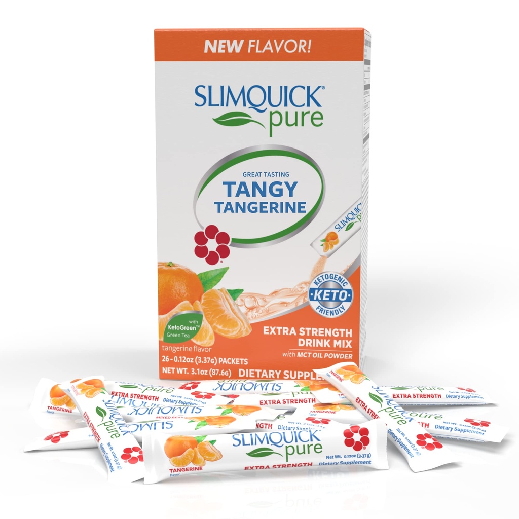 SlimQuick Extra Power Management drink mix for Women, Tangerine - 帮助代谢主义, 将绿茶,卡芬,查斯特树,Rhodiola 提取 - 26 Counter