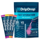 DripDrop 水分包 - 粗体品种包 - 单服务电解质 粉末 饮料 混合物 - 西瓜,莓,柠檬,橙 - 非GMO, Gluten Free, Vegan - 16棒