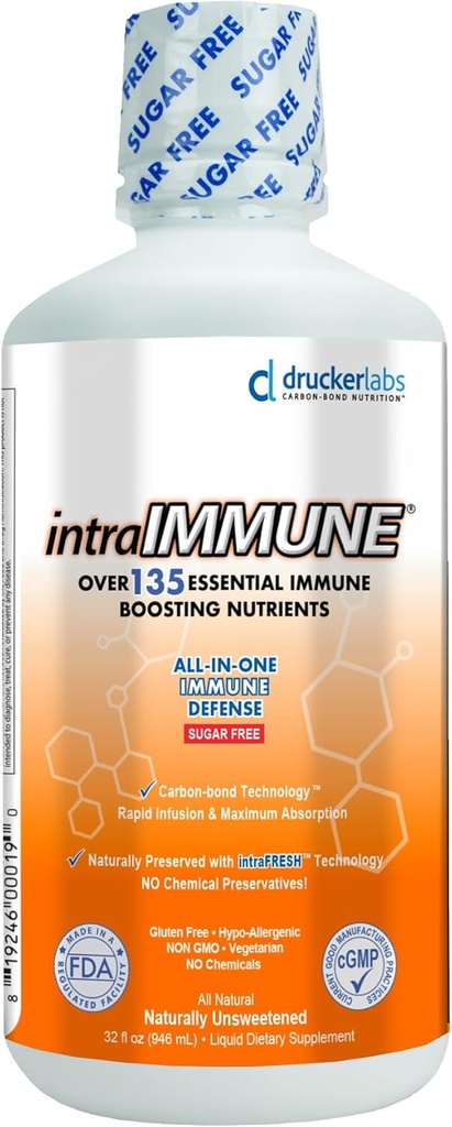 Drucker Labs - intraIMMUNE 有机液体日报与防御支持,多维他明, 长老莓, Echinacea, Zinc, Vitamin D, C E, Vegan, Non GMO, Gluten Free (32 oz., Sugar Free Peach Berry) 互联网档案馆的存檔,存档日期2011-12-11.
