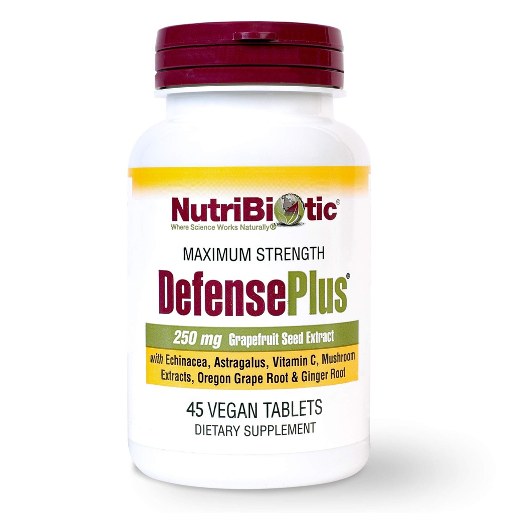 NutriBiotic – DefensePlus, 45 片 + 11 in 1 Immune 支持维生素 C, 锌, 葡萄果种子提取, Echinacea, Astragalus Root & Immune Booting 提取和蘑菇 → Vegan & Gluten Free