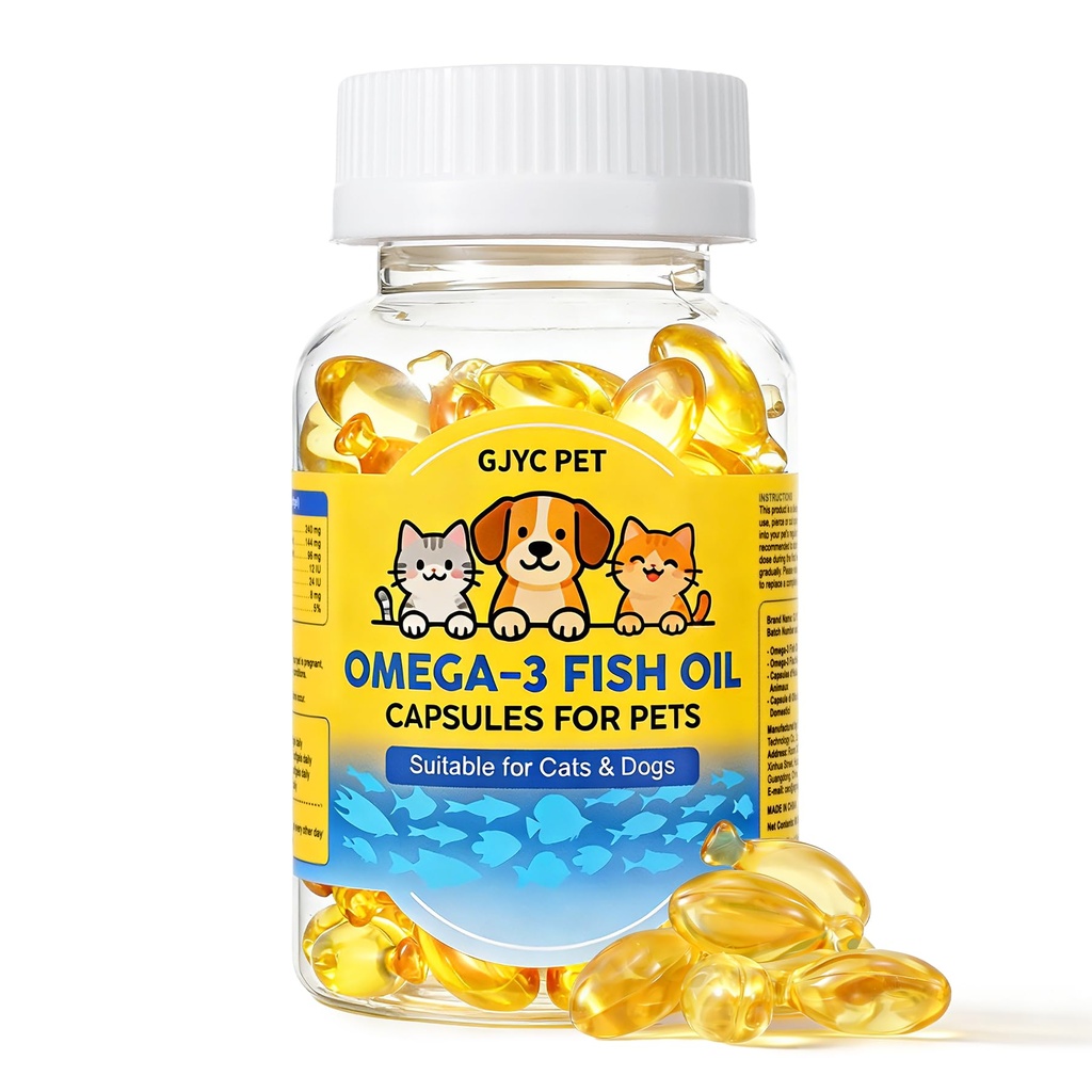Fish Oil Softgels for Dogs & Cats, EPA & DHA Skin & Coat Support | Deep Sea Omega-3, Daily Wellness Formula, Vitamins A, D3 and E, Easy-to-Serve Capsules