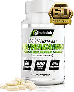 Herbolab Ashwagandha KSM 66 15:1 与黑椒抽取(高吸附) Max Potency Full Spectrum 5+% Withanolides