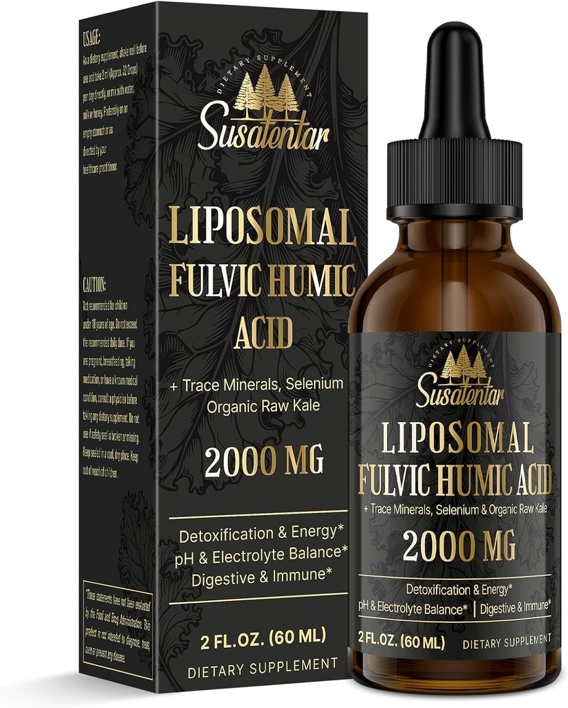 Trace Minerals Electrolytes Dropps 2000 MG 液态利波索马尔·富尔维奇·胡米克酸补充 85+ Trace Minerals 85+ 水解 氧化 能量 pH平衡 QQ 文摘 2 Oz