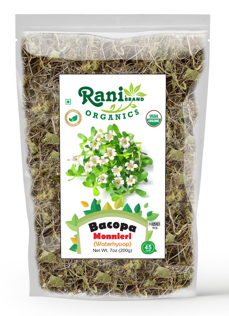 Rani Organic Bacopa Monnieri (Waterhyssop) 7oz (200g) ~ All Natural | No Color | Gluten Friendly | Vegan | Non-GMO | Kosher | No Salt or fillers | Indian Origin | USDA Organic Certified