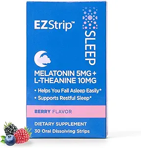 睡眠援助补充 - Berry Flavor, 30 Counter - 与Melatonin和L Theanine一起解决睡眠带 - 在美国制造,糖和无糖