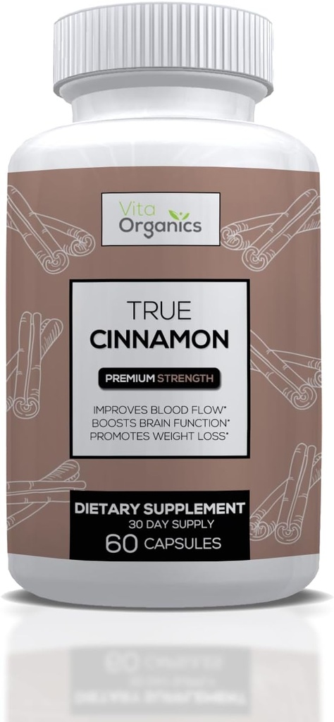 True Cinnamon Supplements,斯里兰卡有机锡兰肉桂卡普勒斯,True Cinnamon Verum Bark,无糖-60 Vegie Capsules