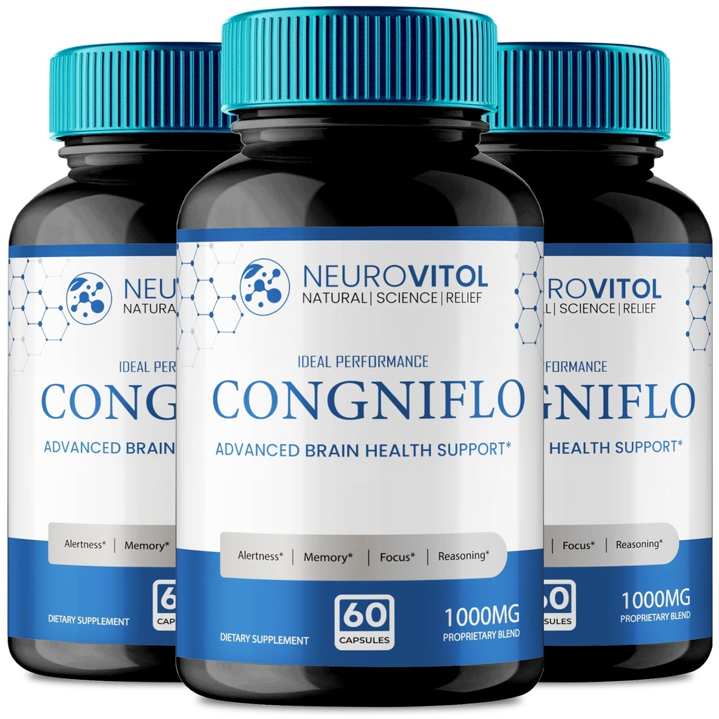 NeuroVitol Cogniflo Capsules, Official NeuroVitolCogniflo Supplement for Brain Health & Memory Support - Maximum Strength, Advanced Formula Nootropic Pills, NeuroVitol Cogniflo Reviews (3 Pack)