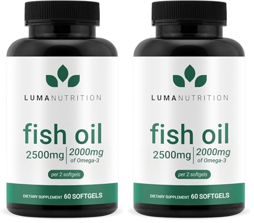 Luma Nutrition Omega 3 Fish Oil Supplement 2500mg - 60 Softgels (Pack of 2)