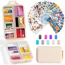14 装有415-Pcs药品名称标签的网格旅行药丸组织者箱 - Pocket Daily Pharkey Case Control Kit - 鱼油维生素补充储存旅行药剂持有者