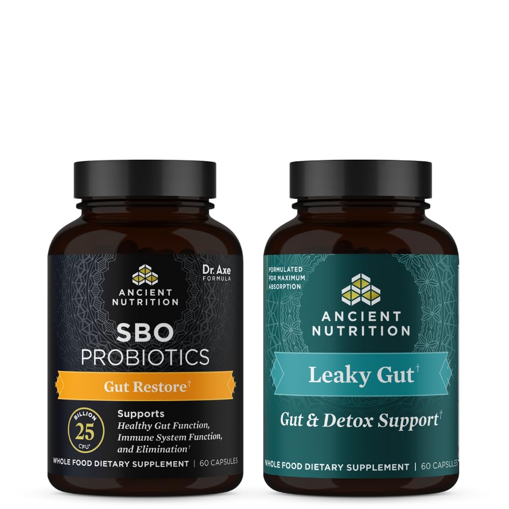 古代营养 SBO Gut Recovery Probiotics Capsules, 60 Counter + Leaky Gut Capsules, 60 Capsules, 60 Conter