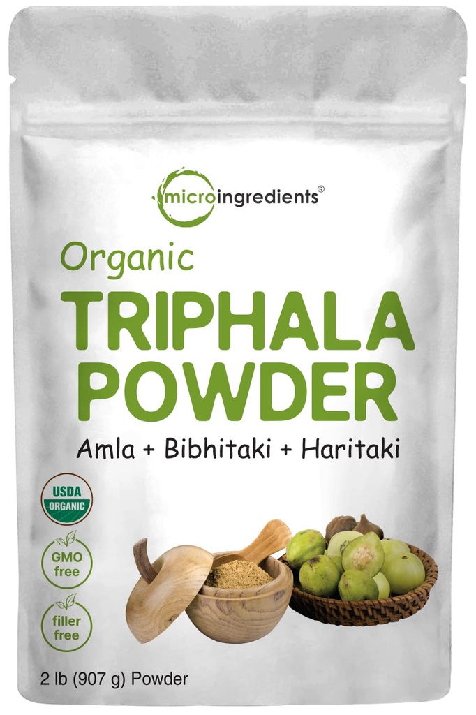 微成份 有机Triphala粉,2磅(Amla + Haritaki + Bibhitaki) | 印度起源,草药适应原补充,支持科隆和伊穆纳健康 | Vegan,没有GMOS