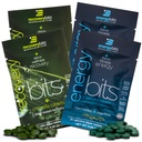 ENERGYbits/RECOVERYbits - 有机螺旋藻类和氯菌类药片 - 单一服务样品包 - 藻类超食品 - 高蛋白,氯酚类 - 自我护理 - Vegan, Keto, Gluten Free - 4 Bags, 30/Bag