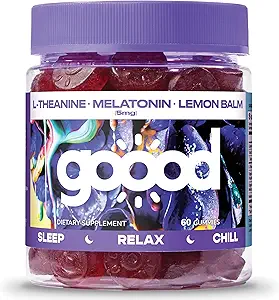 Good Sugar Free Melatonin Gummys 5mg - 成人睡眠Gummys - 与L-Theanine 5mg Gummys的睡眠补充 - Gluten Free & Non GumO 成人睡眠Gummys for Calm Sleep 60 Ct