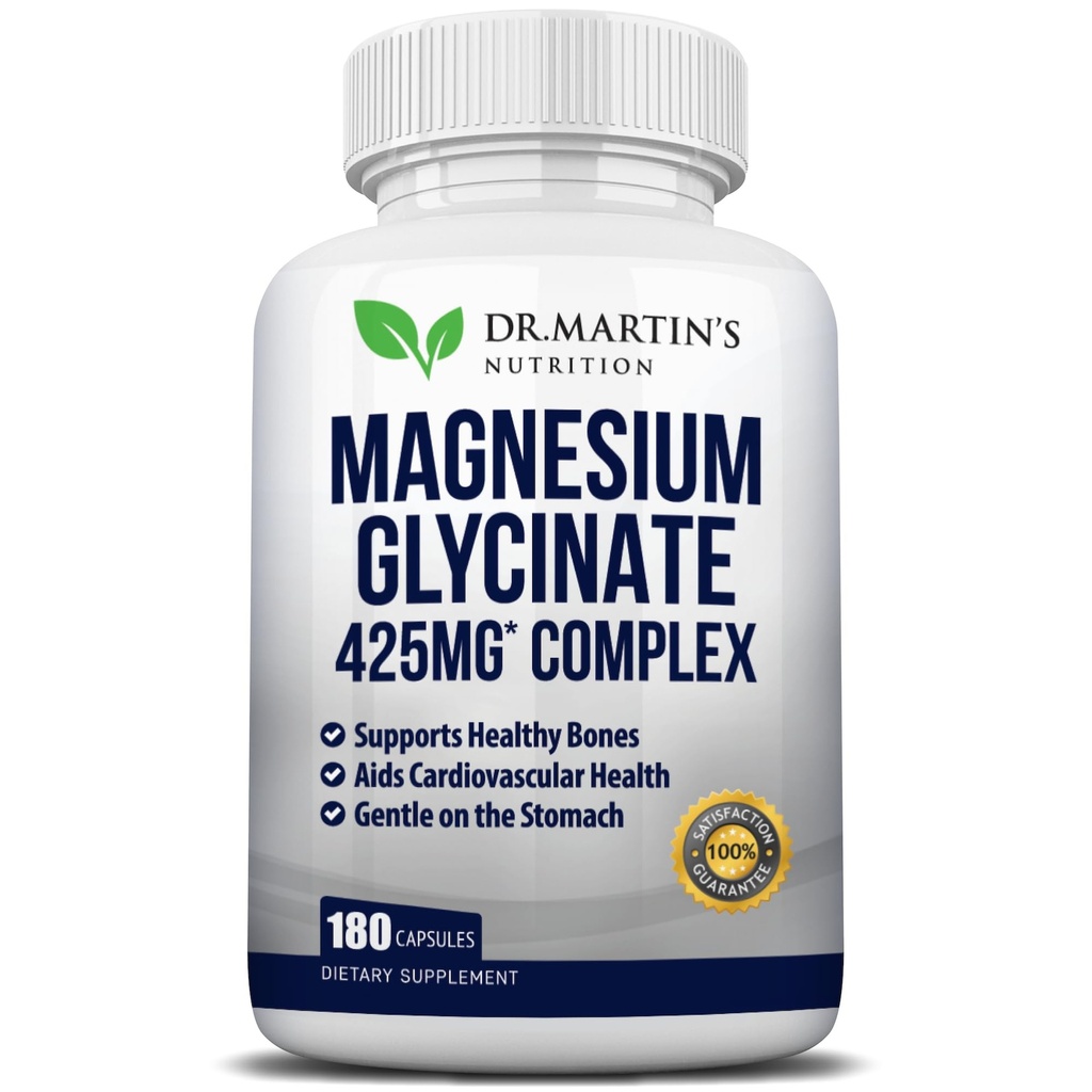 甘油酸镁精液425mg - 180 Vegan Capsules - 帮助缓解压力、睡眠、肌肉凝固和健康心脏 QQ
