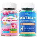 Mens Multivitamins + Organic Toddler Multivitamin Gummies Omega 3, CoQ10, Zinc, Vitamin A C D3 K2 E B